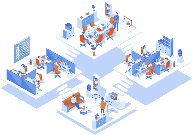Inbound & Outbound Support​ a group of people in an office