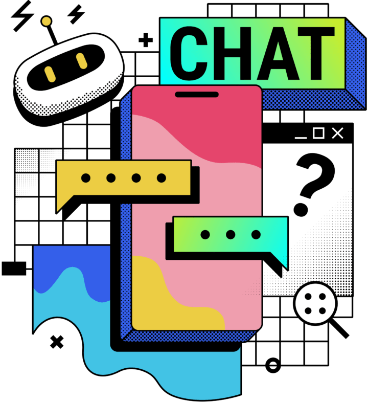 a cell phone with different colored bubbles