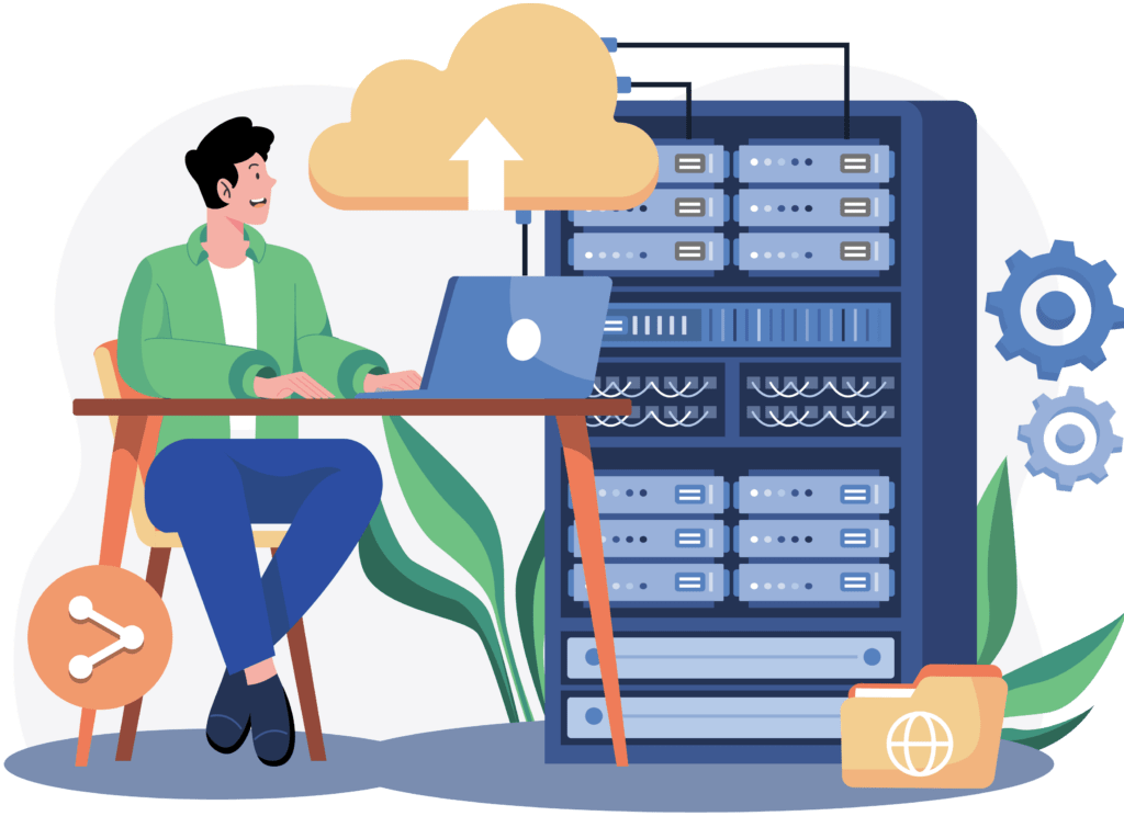 A S3P representative giving maintenance to servers.