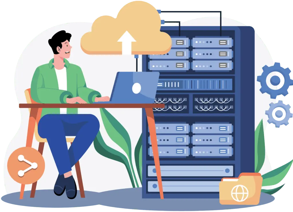 A S3P representative giving maintenance to servers.